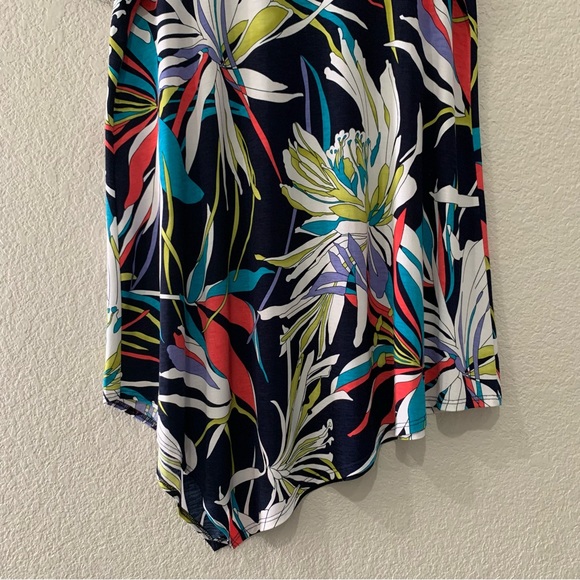 Clara Sun Woo Blouse Top Womens M Floral Asymmetrical Stretch Jersey - Picture 14 of 16